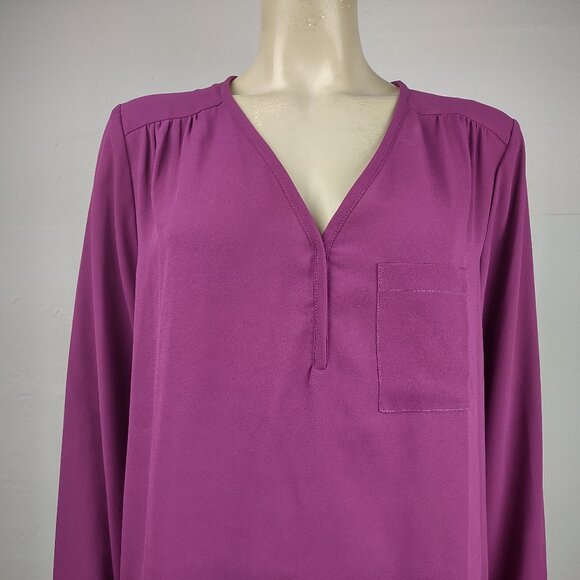 NWT Pleione purple long sleeve V-Neck blouse top ladies XL X-Large - Picture 2 of 10